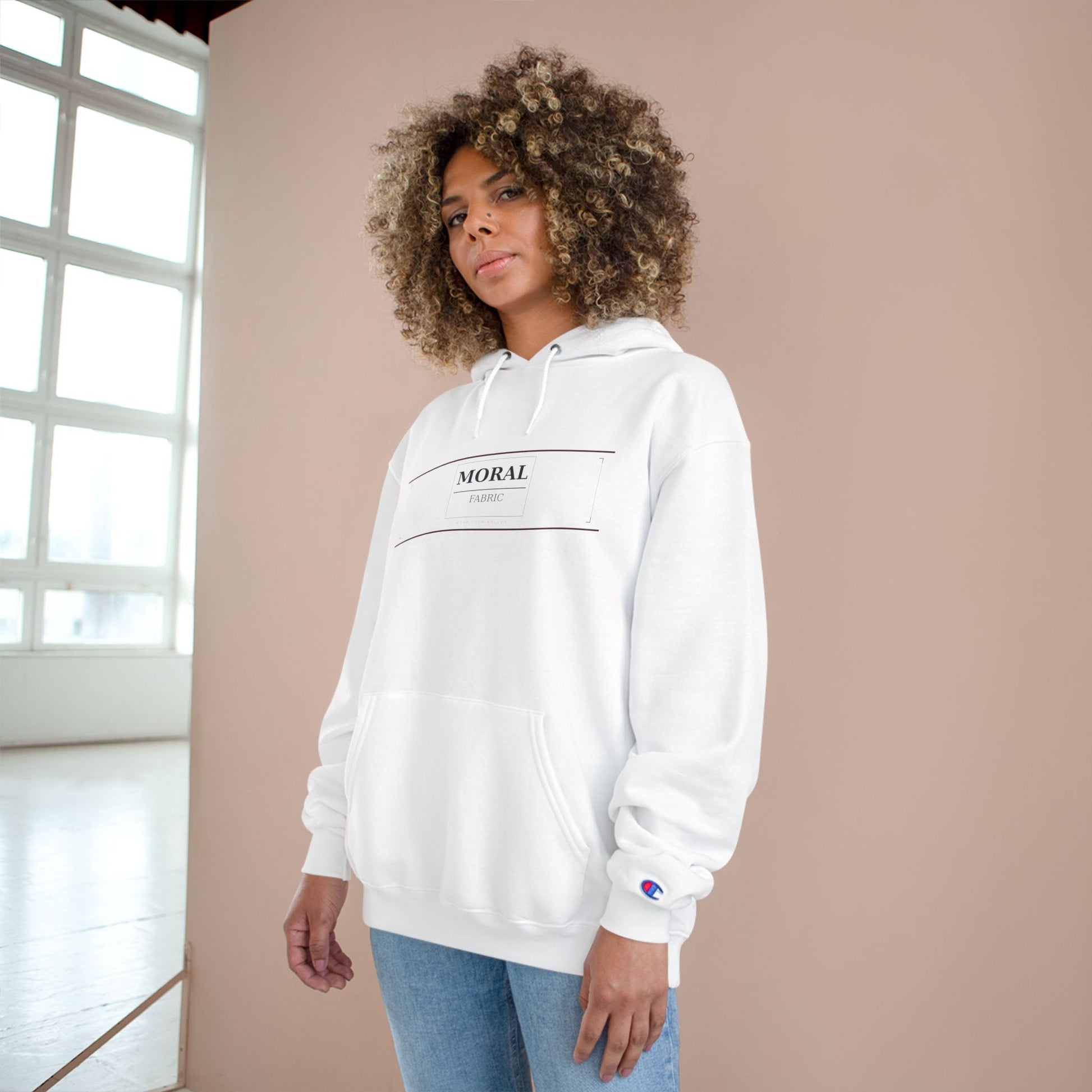 Moral Fabric brand hoodie — Presence is Platform progressive political streetwear Canada