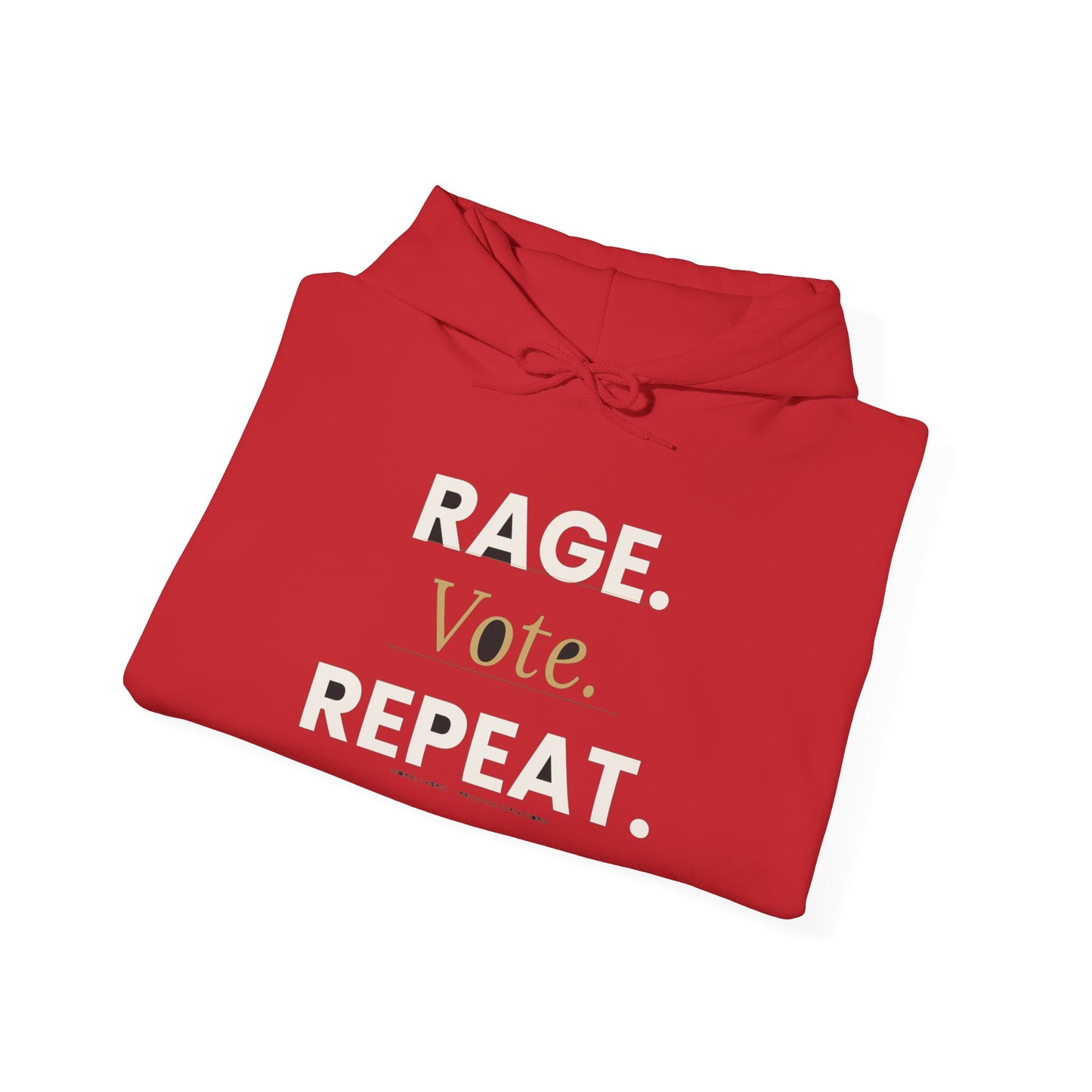 Rage Vote Repeat heavy blend hoodie by Moral Fabric — progressive political streetwear Canada