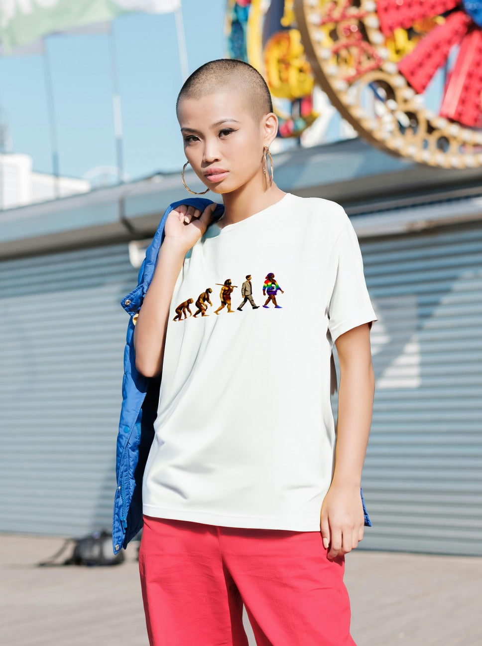 Darwin Evolution March t-shirt by Moral Fabric — pro-science progressive tee Canada