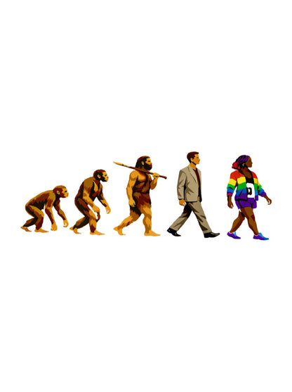 Evolution March Trans Pride hoodie by Moral Fabric — LGBTQ pro-science political streetwear Canada