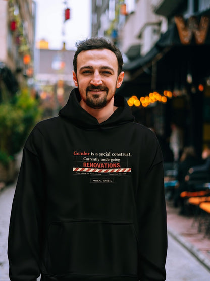 Gender Construct hoodie by Moral Fabric — trans rights LGBTQ political streetwear Canada