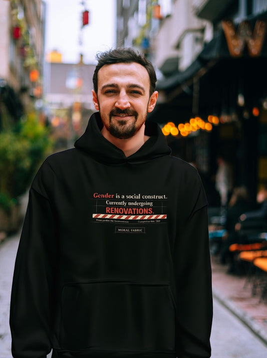 Gender Construct hoodie by Moral Fabric — trans rights LGBTQ political streetwear Canada