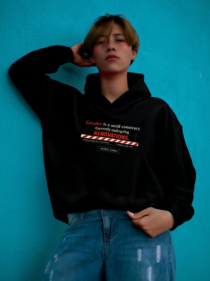 Gender Construct hoodie by Moral Fabric — trans rights LGBTQ political streetwear Canada