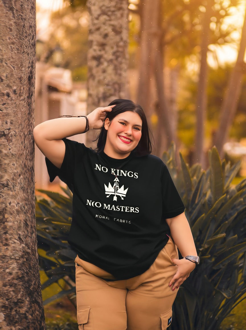 No Kings t-shirt by Moral Fabric — anti-authoritarian political tee Canada