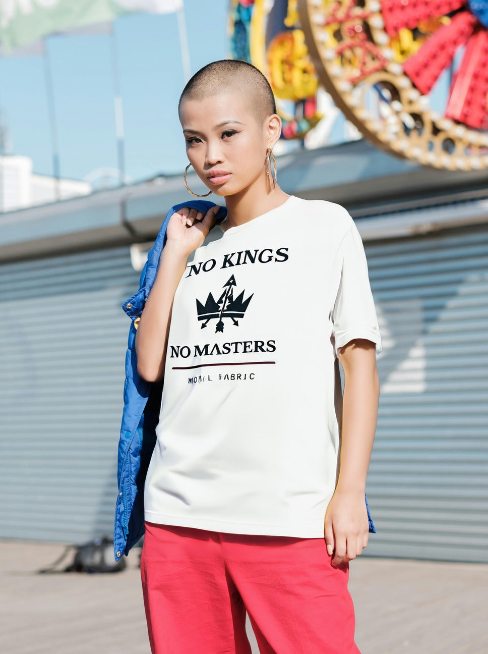 No Kings graphic t-shirt by Moral Fabric — anti-authoritarian progressive tee Canada