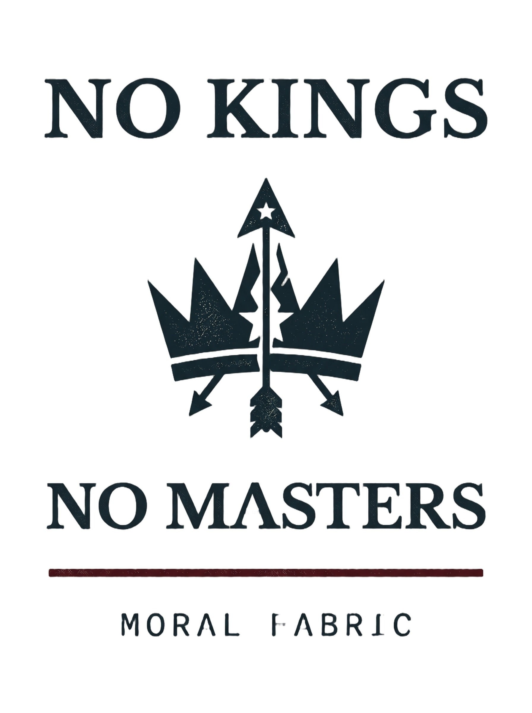 No Kings graphic t-shirt by Moral Fabric — anti-authoritarian progressive tee Canada