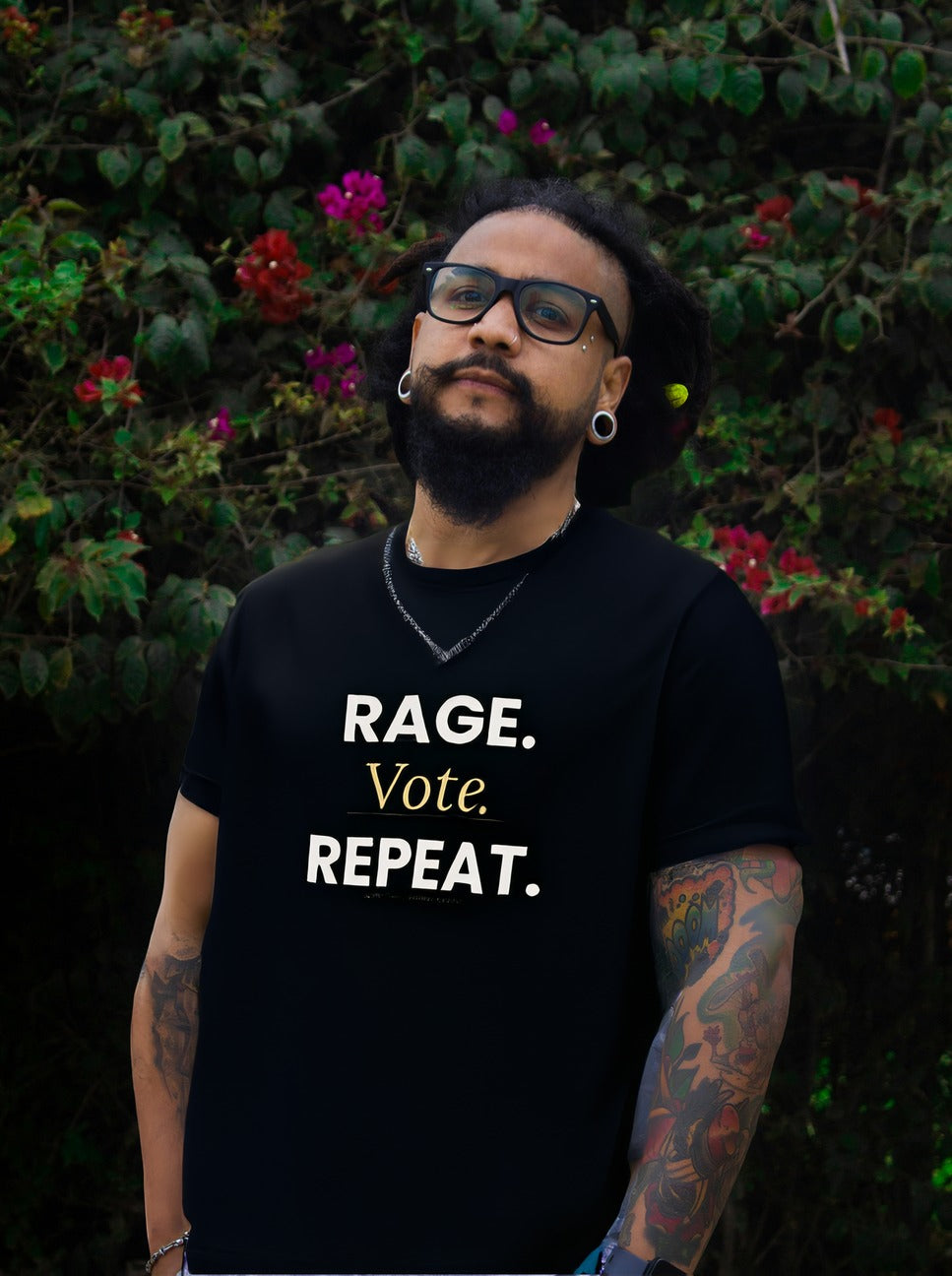 Rage Vote Repeat t-shirt by Moral Fabric — bold progressive political tee Canada
