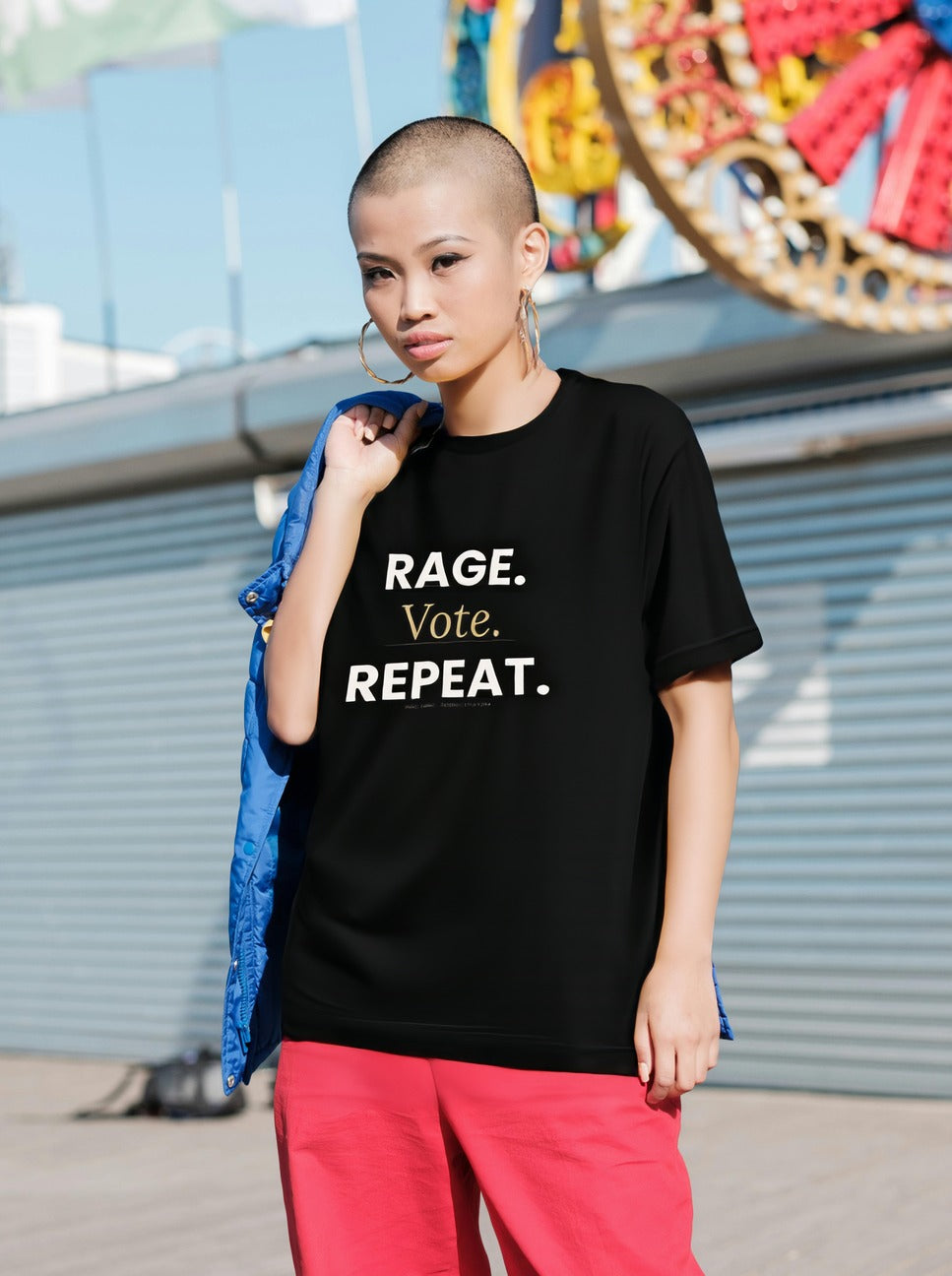 Rage Vote Repeat t-shirt by Moral Fabric — bold progressive political tee Canada