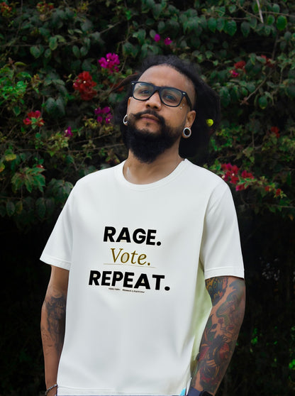 Rage Vote Repeat t-shirt by Moral Fabric — bold progressive political tee Canada