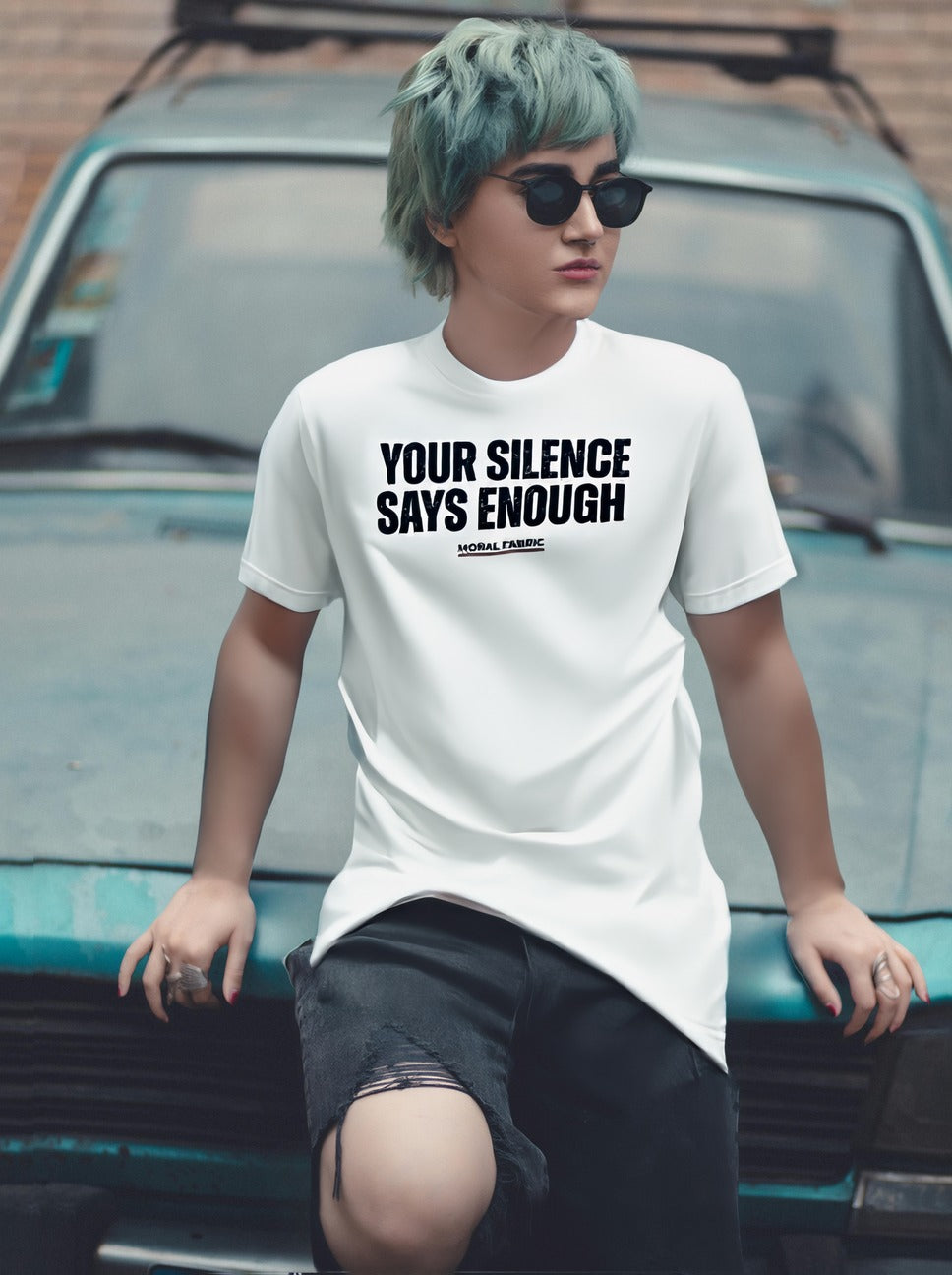Your Silence Says Enough t-shirt by Moral Fabric — anti-racism activist tee Canada
