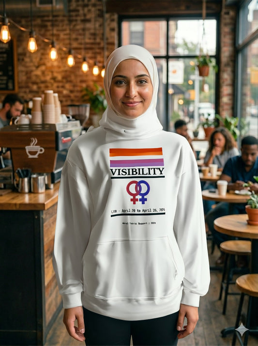 Lesbian Visibility hoodie by Moral Fabric — LGBTQ pride progressive streetwear Canada