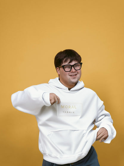 Moral Fabric brand hoodie — Presence is Platform progressive political streetwear Canada