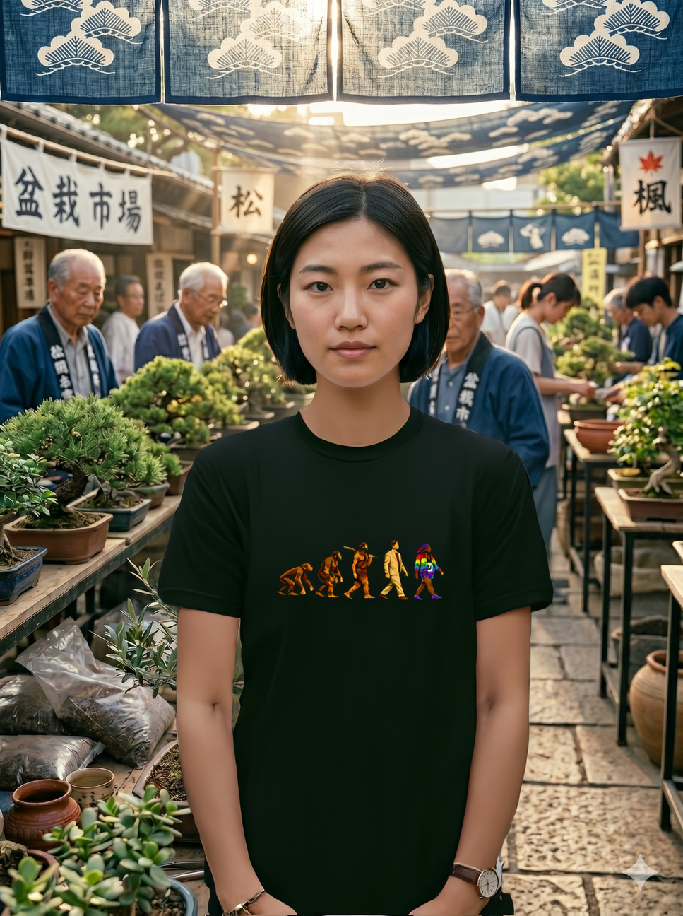 Darwin Evolution March t-shirt by Moral Fabric — pro-science progressive tee Canada