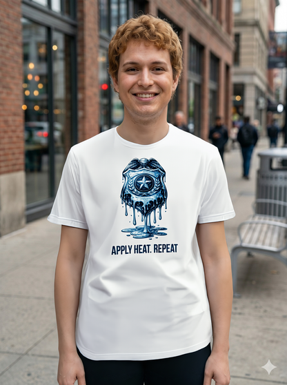 Apply Heat Repeat Melting ICE Badge Tee