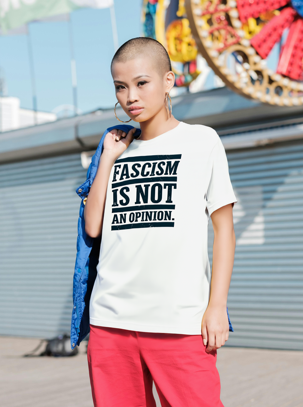 Fascism Is Not An Opinion t-shirt by Moral Fabric — anti-fascist political tee Canada
